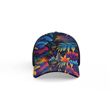 Dark floral and leaf motifs ibuytero trucker hat men front
