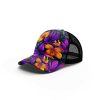 Purple yellow flowers leaves pattern ibuytero trucker hat men