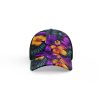 Purple yellow flowers leaves pattern ibuytero trucker hat men front