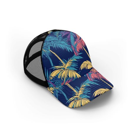 Dark coconut leaf pattern ibuytero trucker hat men 1