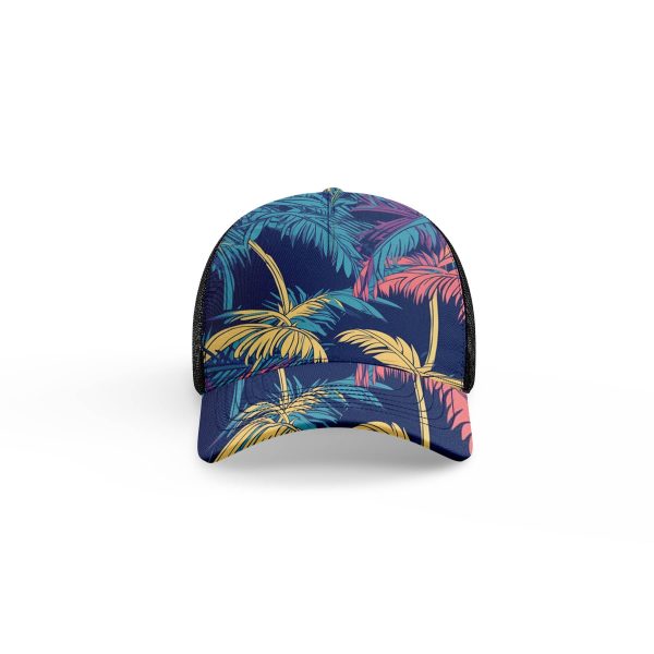 Dark coconut leaf pattern ibuytero trucker hat men 2