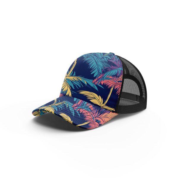 Dark coconut leaf pattern ibuytero trucker hat men