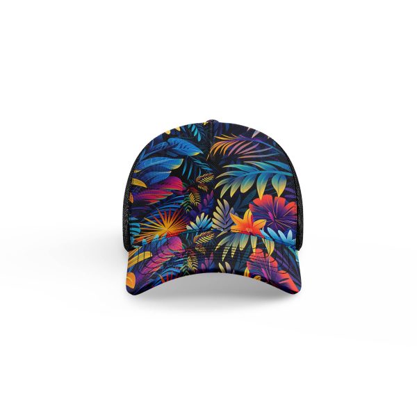 Dark floral and leaf motifs ibuytero trucker hat men 2