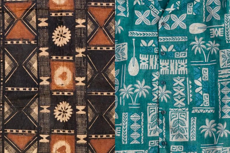 Geometric and tapa patterns draw inspiration from traditional Polynesian art forms