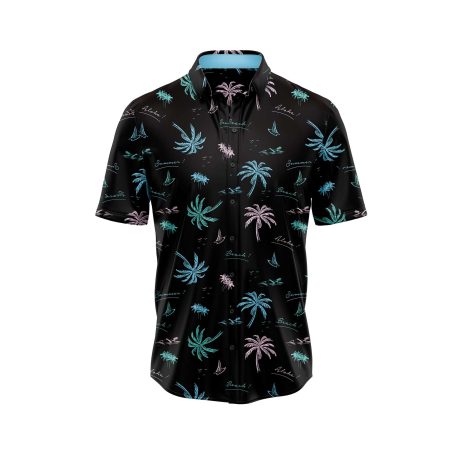 ibuytero Black Palm Hawaiian Shirt