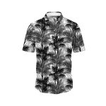 Black Palm Tree Hawaiian Aloha Shirt- Tropical Beach Shirt