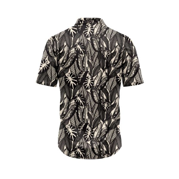 ibuytero Black Tropical Leaf Hawaiian Shirt 1