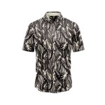 Black Tropical Leaf Hawaiian Aloha Shirt- Tropical Beach Shirt