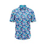 Blue Flame Butterfly Hawaiian Aloha Shirt- Tropical Beach Shirt