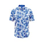 Blue Floral Hawaiian Aloha Shirt- Tropical Beach Shirt