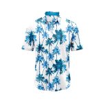 Blue Palm Tree Hawaiian Aloha Shirt- Tropical Beach Shirt