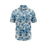 Blue Palms Hawaiian Aloha Shirt- Tropical Beach Shirt