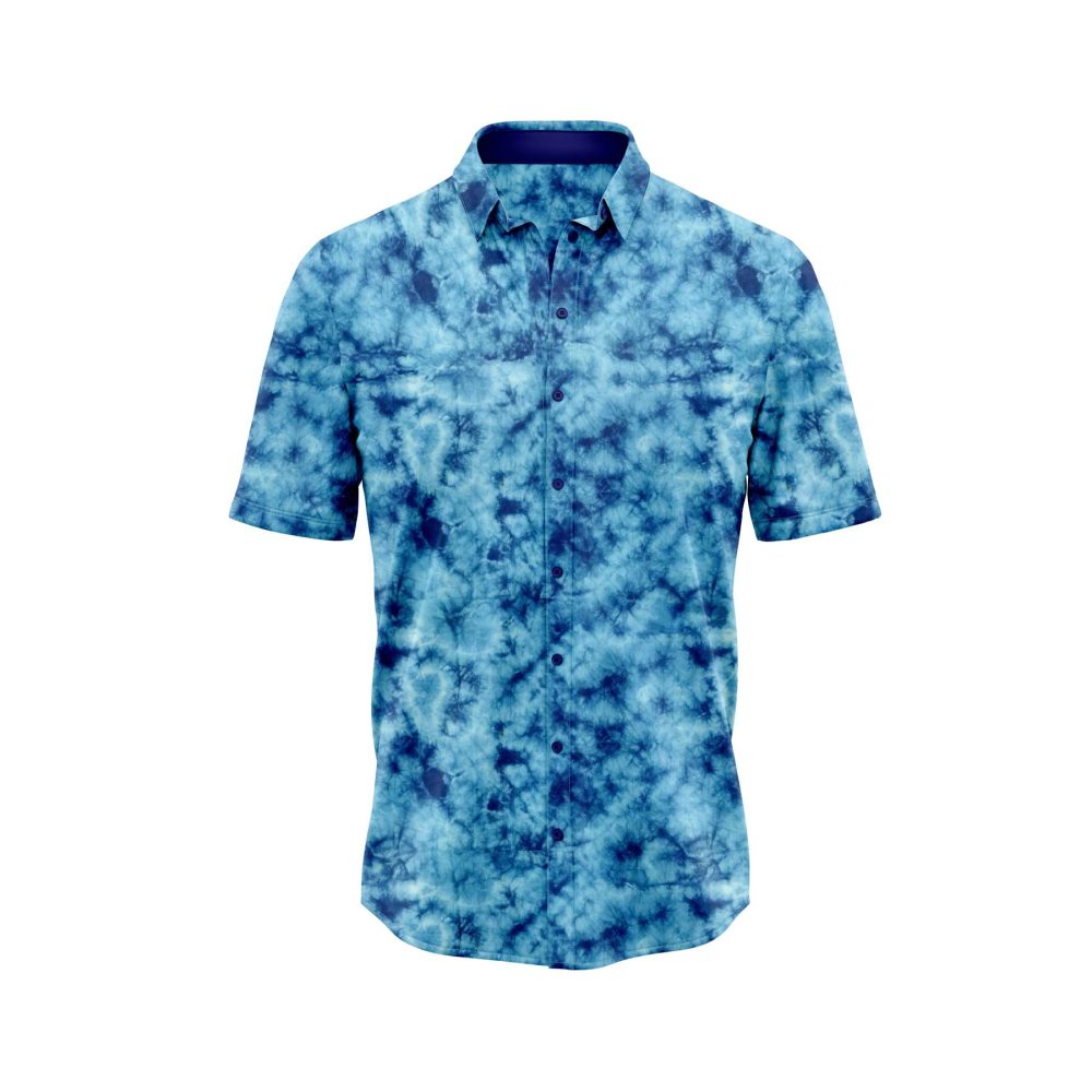 ibuytero Chromatic Mosaic Blue Hawaiian Shirt