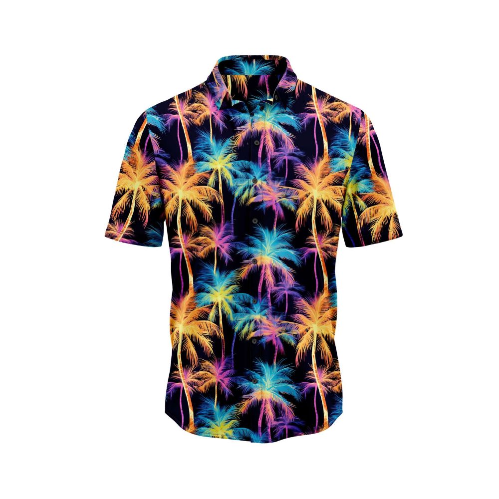 ibuytero Neon Palm Tree Hawaiian Shirt