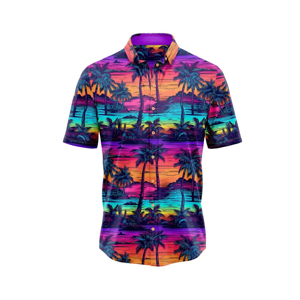 ibuytero Neon Sky Palm 2 Hawaiian Shirt