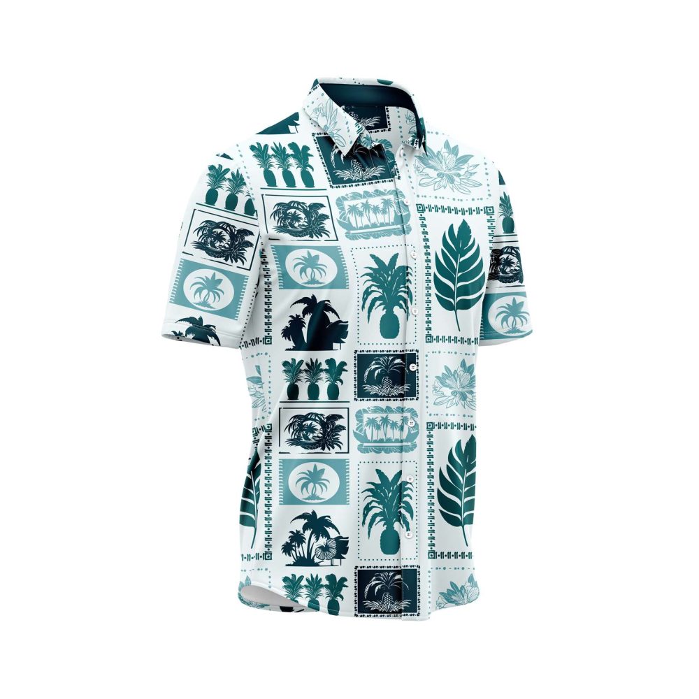 ibuytero Palm Pineapple Square Pattern Hawaiian Shirt 2