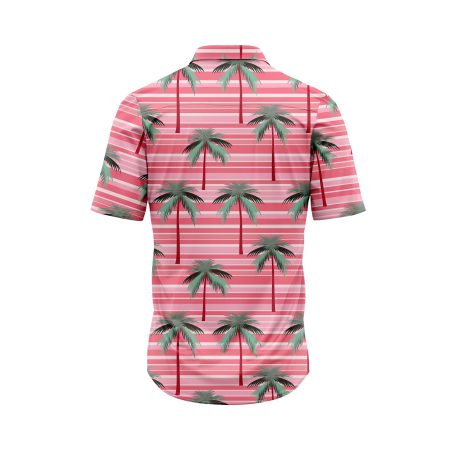 ibuytero Pink Stripe Palms Hawaiian Shirt 1