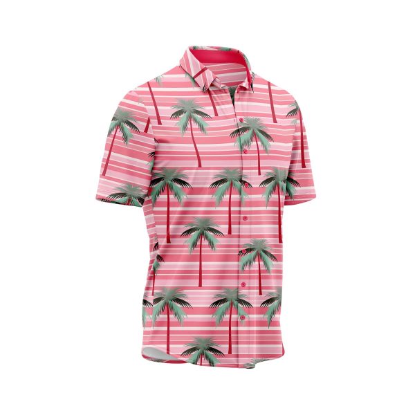 ibuytero Pink Stripe Palms Hawaiian Shirt 2