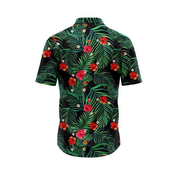 ibuytero Red Hibiscus and Palm Hawaiian Shirt 1