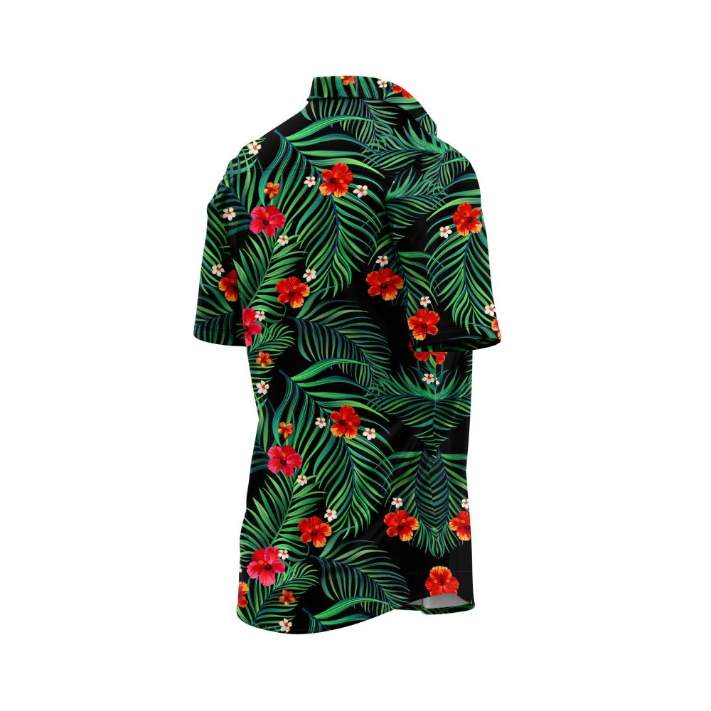 ibuytero Red Hibiscus and Palm Hawaiian Shirt 2