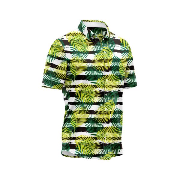 ibuytero Striped Palm Leaf Hawaiian Shirt 2