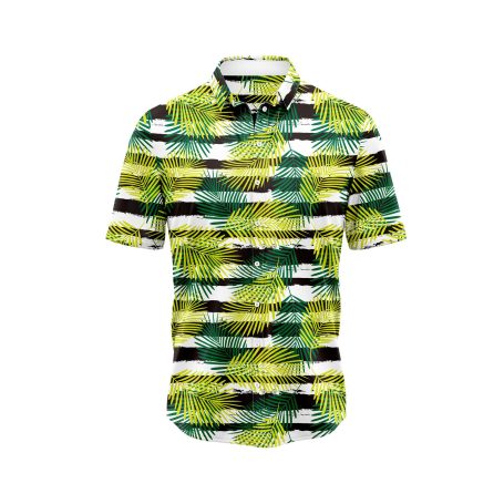 ibuytero Striped Palm Leaf Hawaiian Shirt