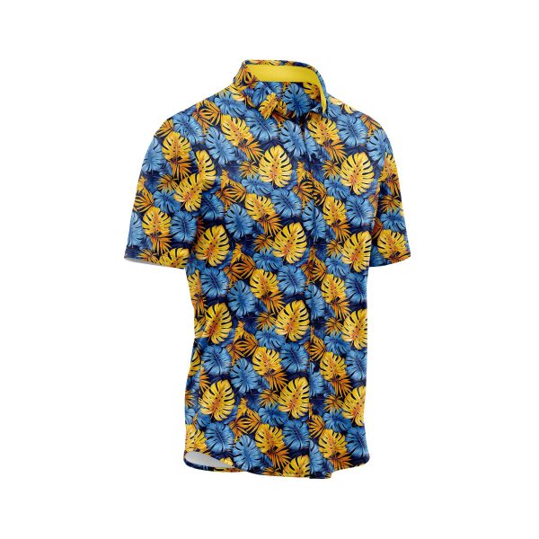 ibuytero Tropical Blue Gold Monstera Hawaiian Shirt 2