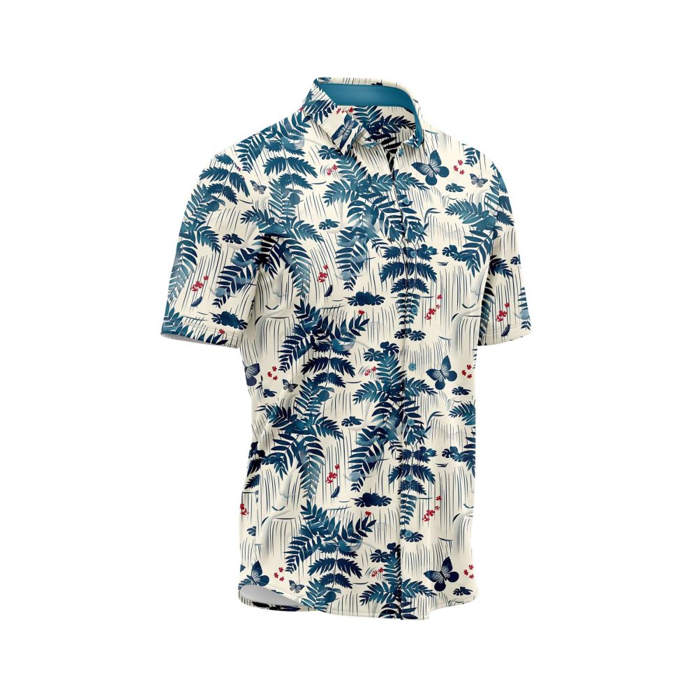 ibuytero Tropical Blue Leaf Hawaiian Shirt 2