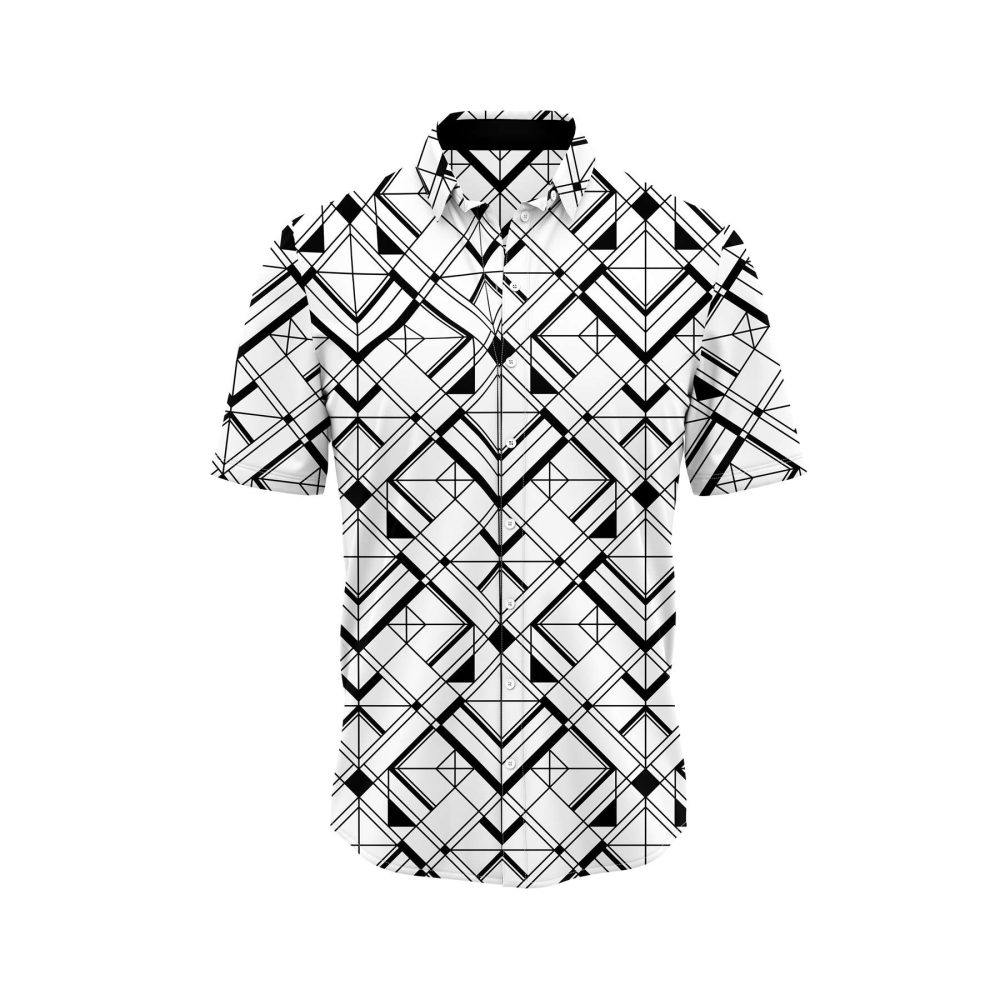 IBUYTERO ABSTRACT GRID 2 HAWAIIAN SHIRT 0