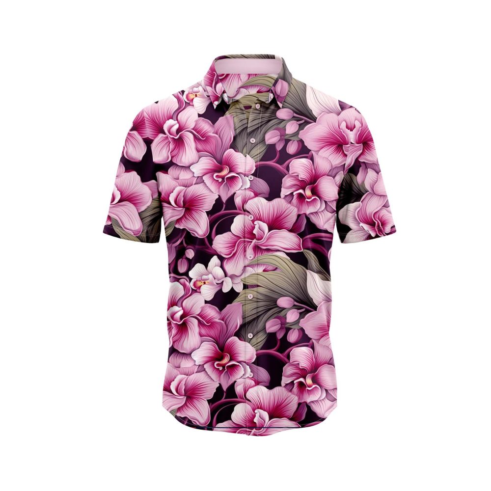 IBUYTERO BLOOMING ORCHIDS HAWAIIAN SHIRT 0