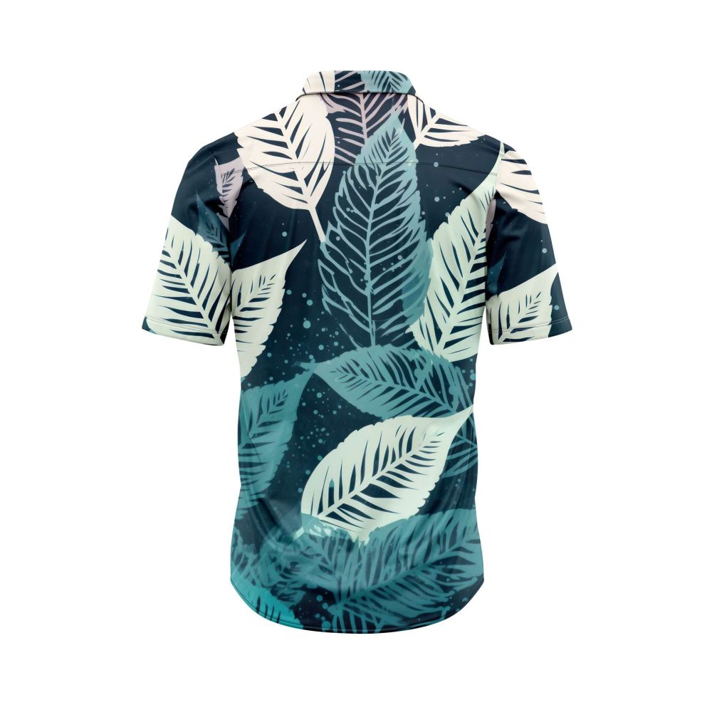 IBUYTERO BLUE LEAF HAWAIIAN SHIRT 1