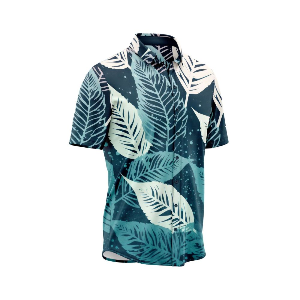 IBUYTERO BLUE LEAF HAWAIIAN SHIRT 2