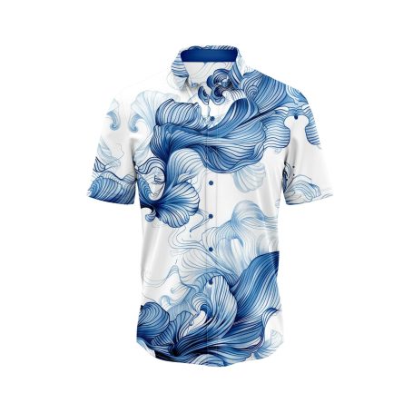 IBUYTERO BLUE WAVES HAWAIIAN SHIRT 0