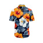 Colorful Hibiscus Hawaiian Aloha Shirt- Tropical Beach Shirt