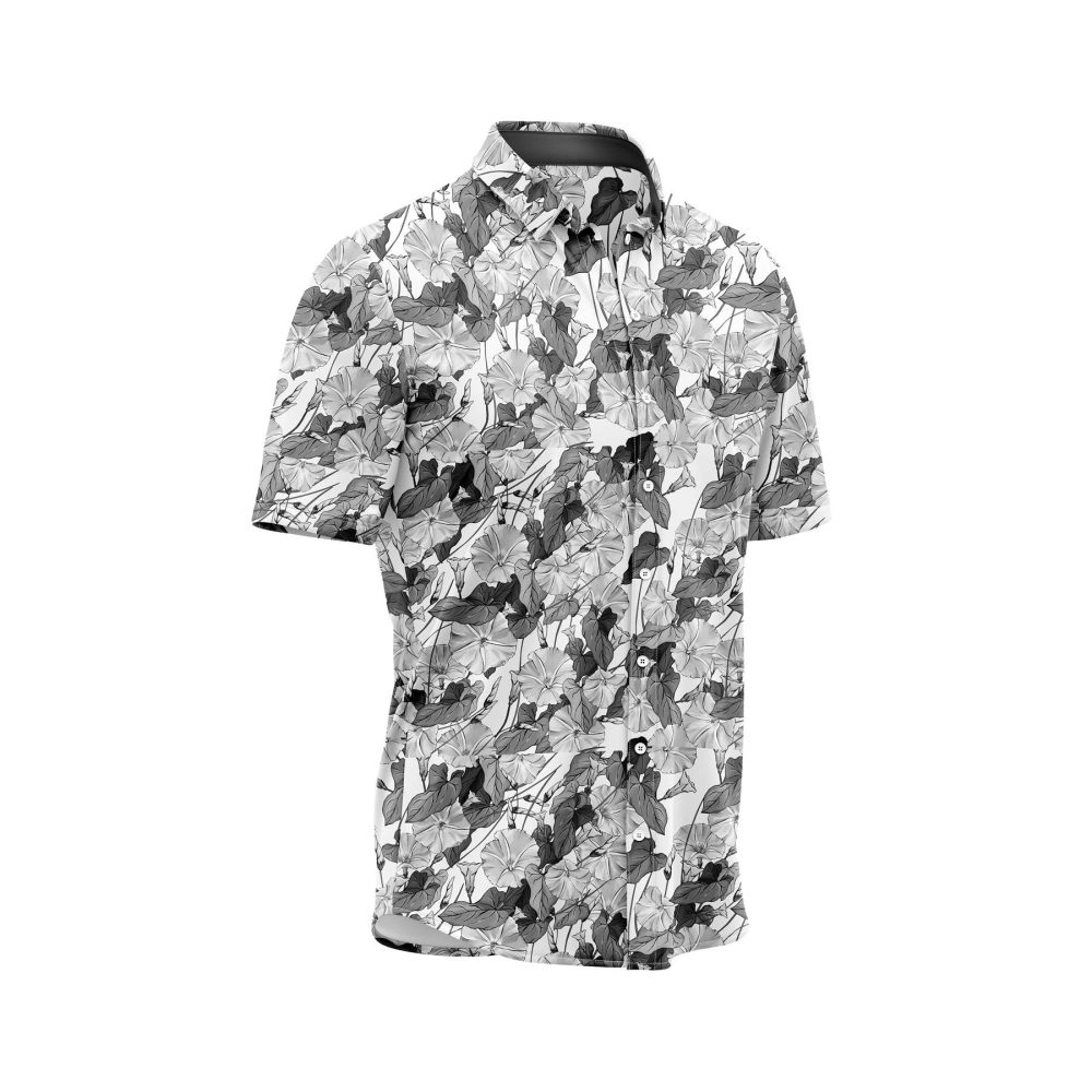 IBUYTERO MONOCHROME HIBISCUS HAWAIIAN SHIRT 2