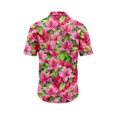 IBUYTERO PINK HIBISCUS HAWAIIAN SHIRT 1