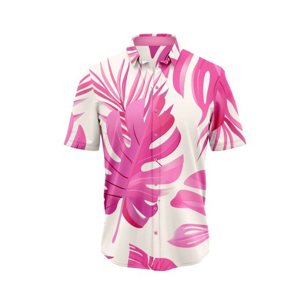 IBUYTERO PINK LEAF HAWAIIAN SHIRT 0