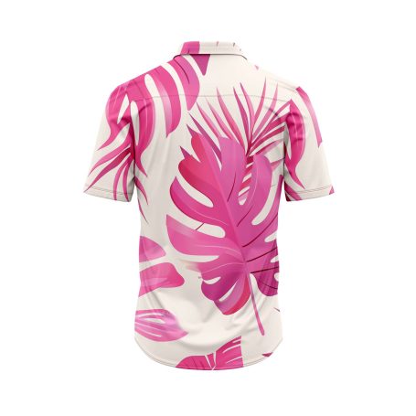 IBUYTERO PINK LEAF HAWAIIAN SHIRT 1