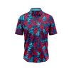 IBUYTERO TROPICAL BLUE BURGUNDY LEAF HAWAIIAN SHIRT 0