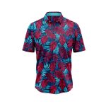 Tropical Blue Burgundy Leaf Hawaiian Shirt IBT-HWS-178