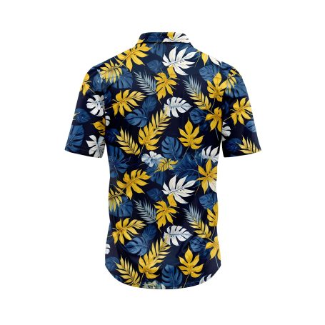 IBUYTERO TROPICAL BLUE GOLD LEAF HAWAIIAN SHIRT 1