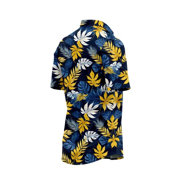 IBUYTERO TROPICAL BLUE GOLD LEAF HAWAIIAN SHIRT 3