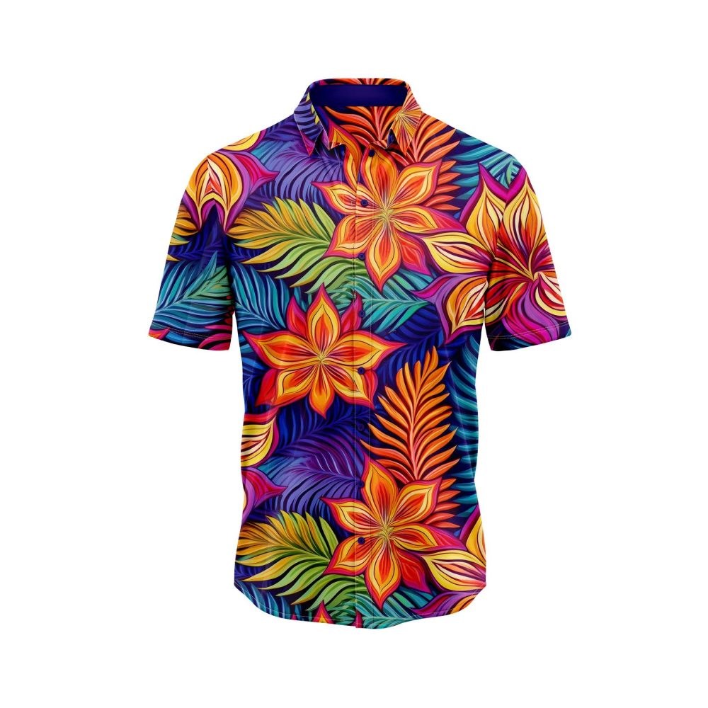 IBUYTERO TROPICAL FLORAL HAWAIIAN SHIRT 0