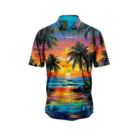 IBUYTERO TROPICAL SUNSET HAWAIIAN SHIRT 0