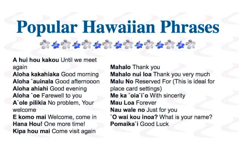 Popular Hawaiian phrases