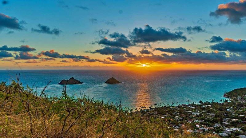 The Lanikai Pillboxes (old military bunkers) offer one of the most stunning sunrise views in the entire state