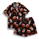 Black Coquette Fried Food Pajama Set IBTPJS-010