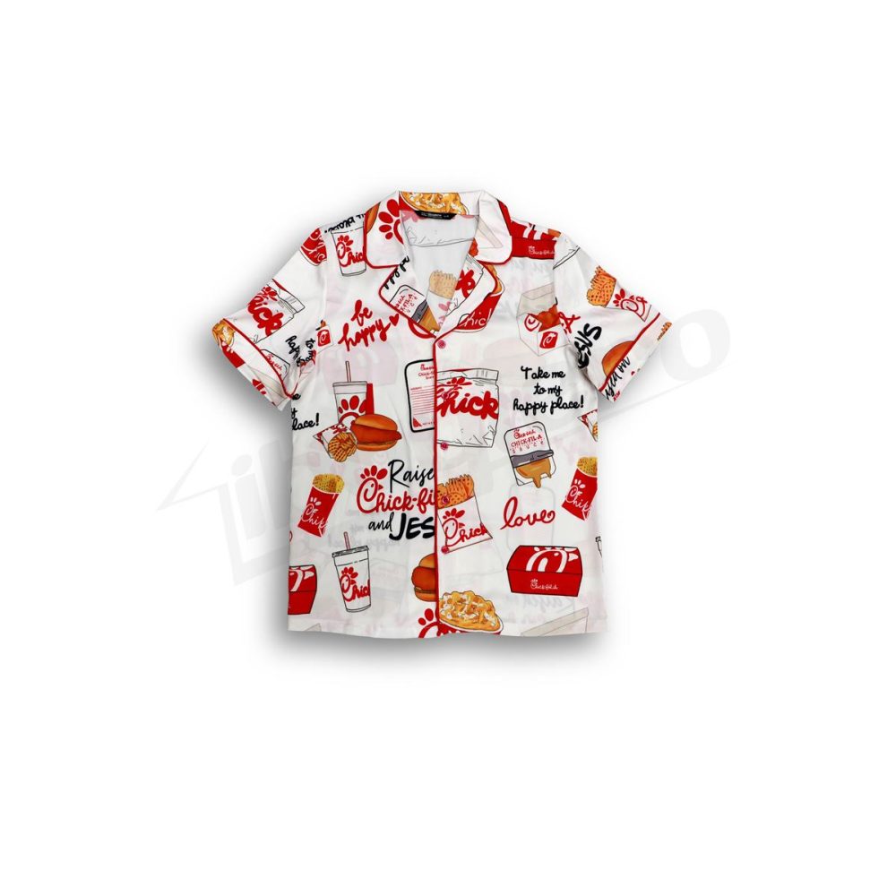 White Coquette Fried Food Pajama Set 1