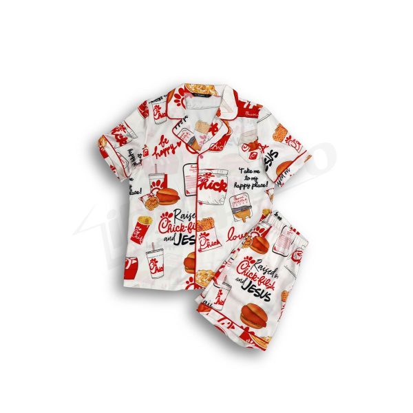 White Coquette Fried Food Pajama Set